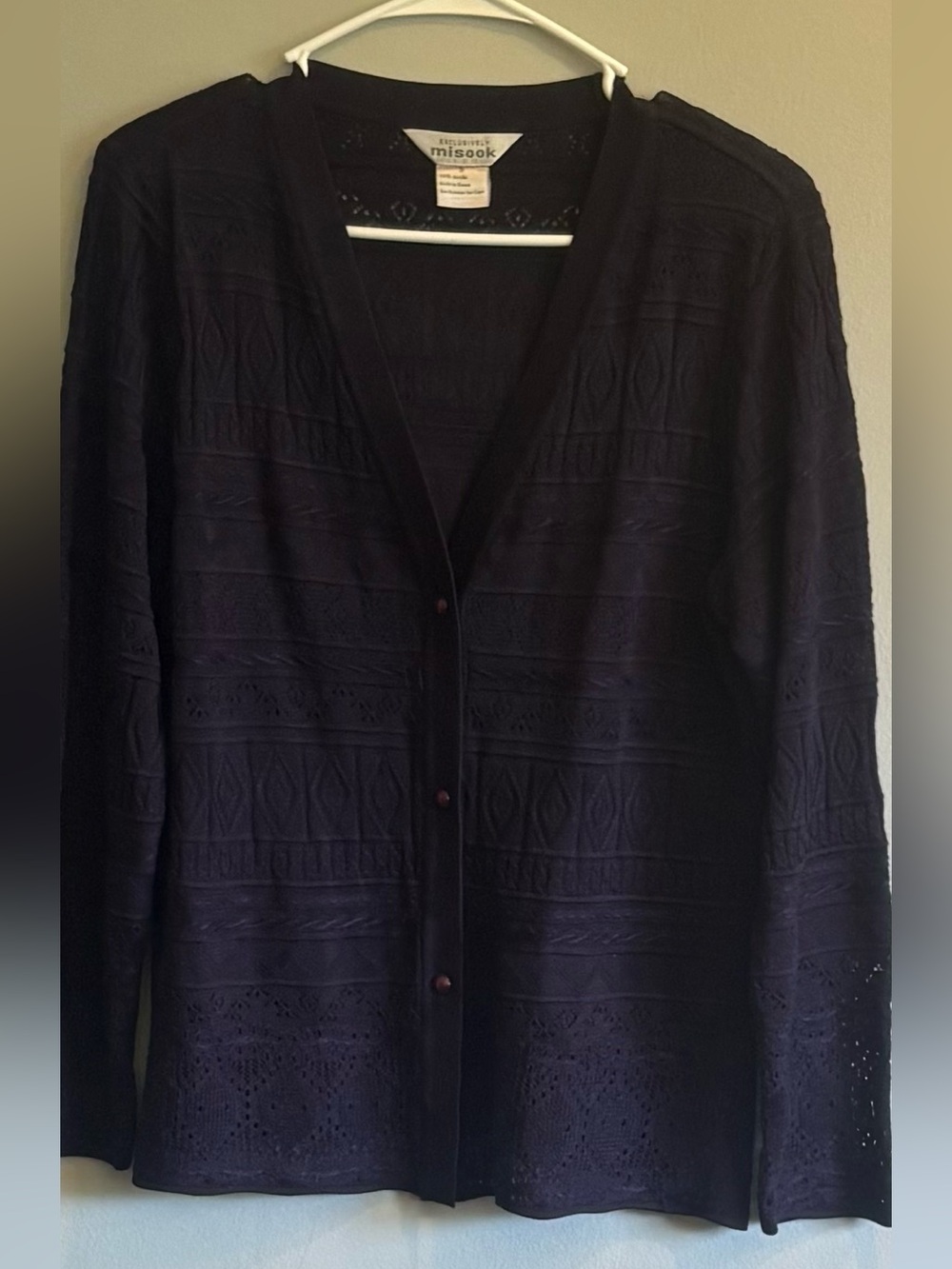 Exclusively Misook Vintage Navy Cardigan with beautiful buttons Size Small